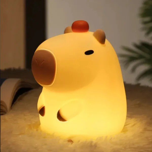 Cute Capybara Night Light white - USB Rechargeable, Silicone, Dimmable