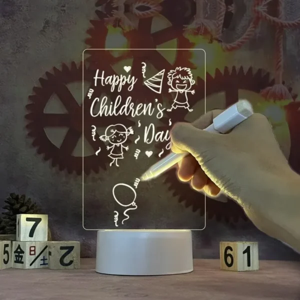LED Note Board Night Light - USB Message Lamp with Blank Board and 1 Pen